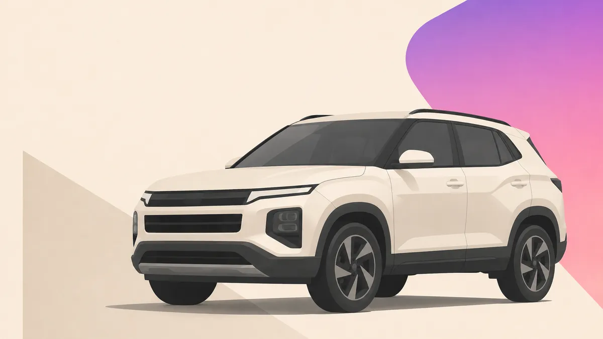 Illustrated rendering of a compact SUV, styled after the Hyundai Creta